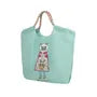 Parlor Suzurando Water Repellent Cat Embroidery Tote Bag M Size Mint