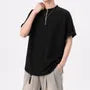 Short-Sleeve Plain Ribbed Half-Zip T-Shirt