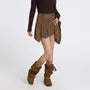 High Waist Leopard Asymmetric Hem Mini Skirt