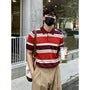 Short-Sleeve Striped Knit Polo Shirt