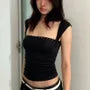 Square-Neck Studded Ruched Slim-Fit Tank Top