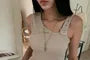 Sleeveless V-Neck Plain Buckled Asymmetrical Top