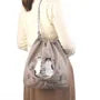 Cat Water Repellent Embroidery Tote Bag M Size Brown