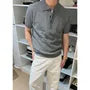 Short-Sleeve Plain Knit Polo Top